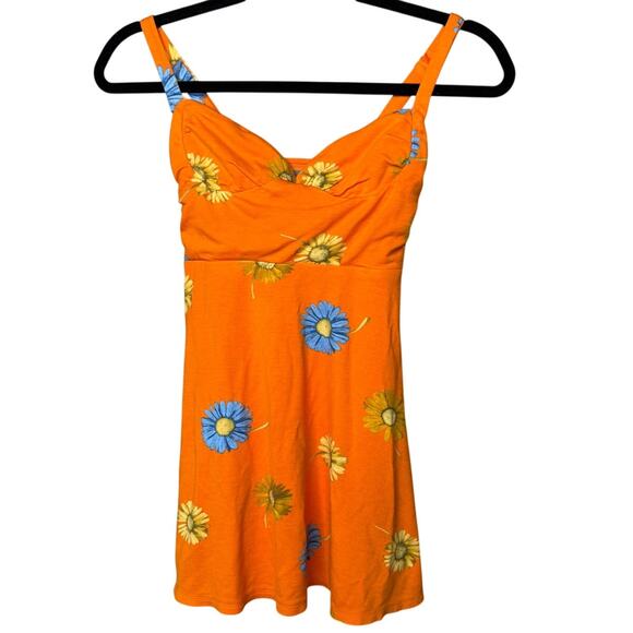Urban Outfitters Orange Floral Mini Dress - Picture 2 of 6